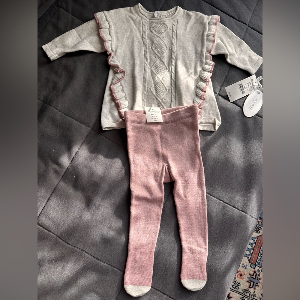Miniclasix baby girl dress- 2 piece set- 3 months old